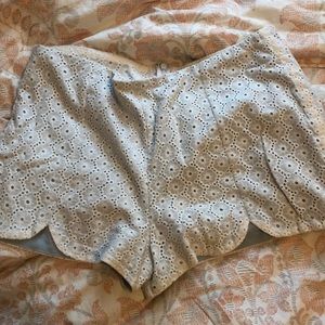 Blue and white Alya Eyelet shorts